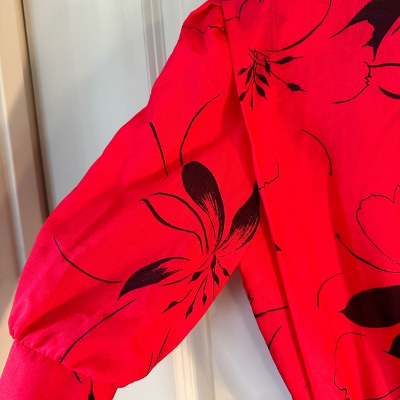 Vintage Sunshine Alley Puff Sleeve Red & Black MIDI Dress, size Medium - Picture 5 of 7